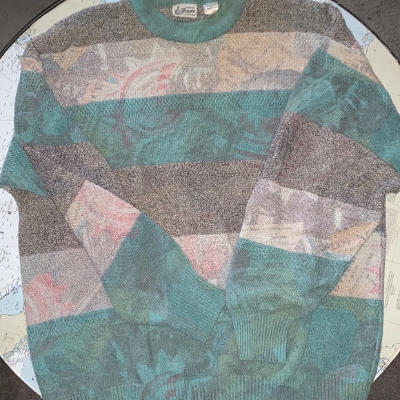 Maglificio Florence Made in Italy sweater XL Gorgeous watercolor print. - Picture 1 of 4
